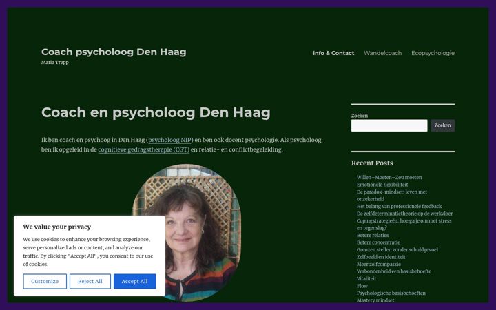 Kuvakaappaus sivustosta coach-psycholoog-denhaag.nl
