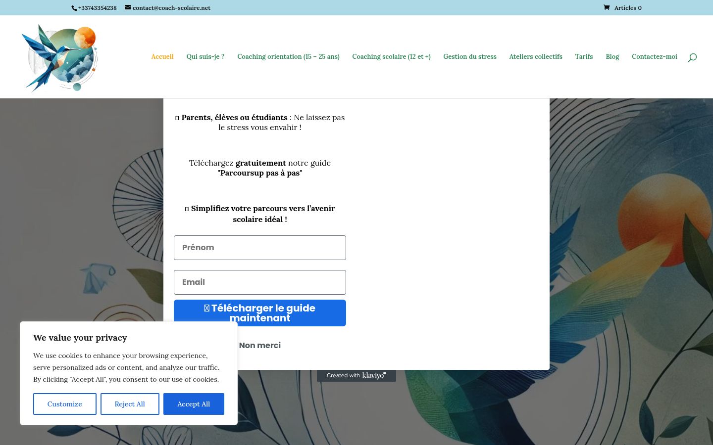 Screenshot del banner di consenso mostrato prima di qualsiasi interazione