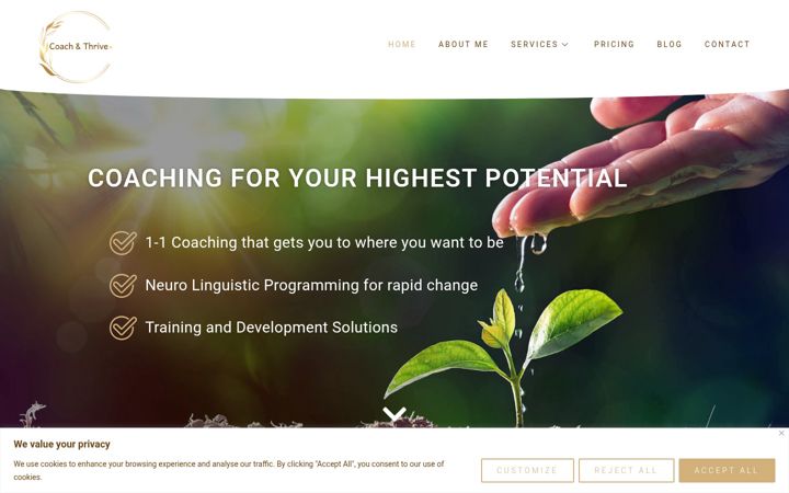 Screenshot of coachandthrive.co.uk
