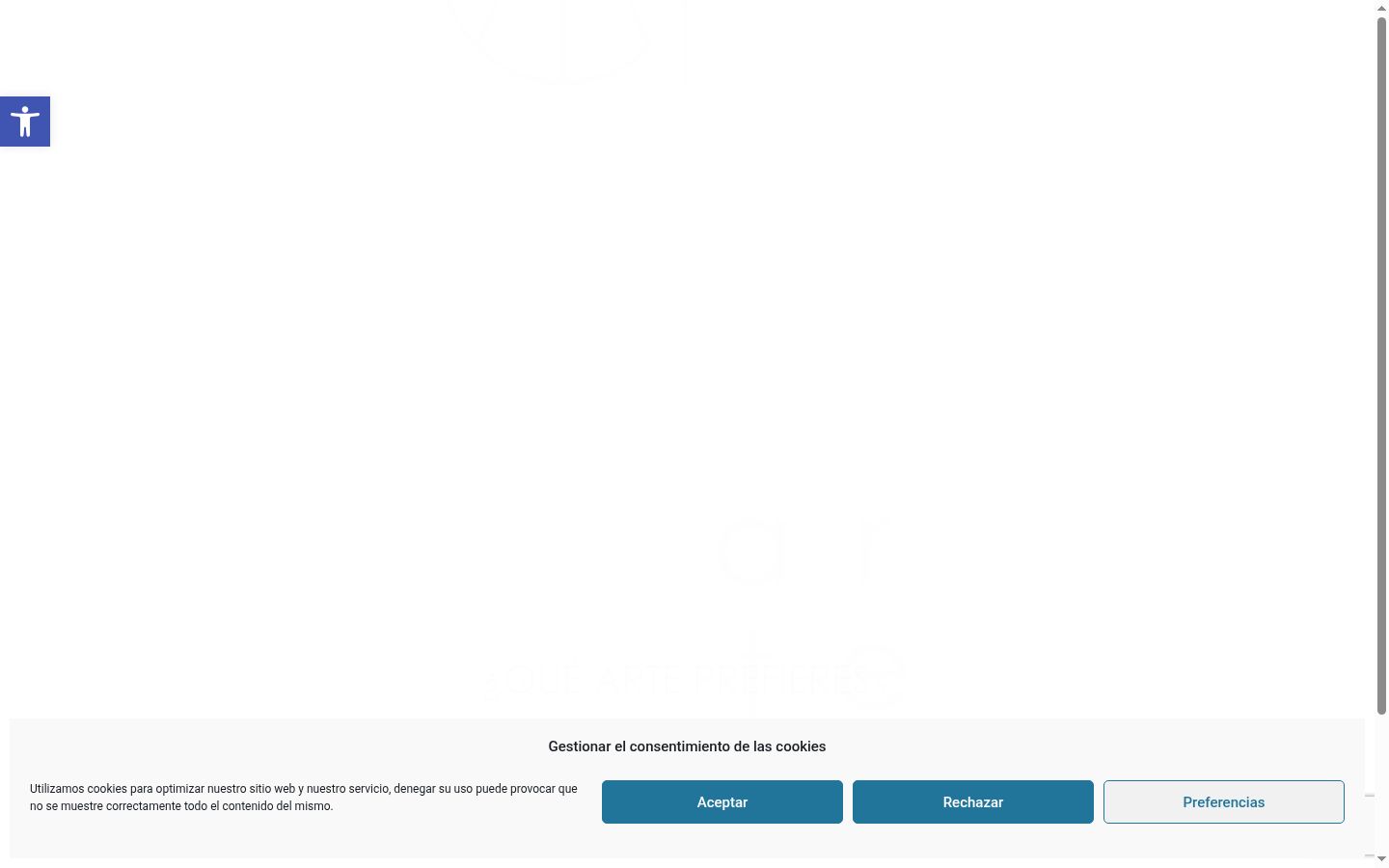 Captura de ecrã do banner de consentimento apresentado antes de qualquer interação