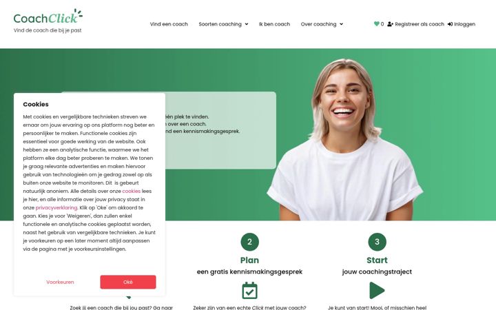 Kuvakaappaus sivustosta coachclick.nl