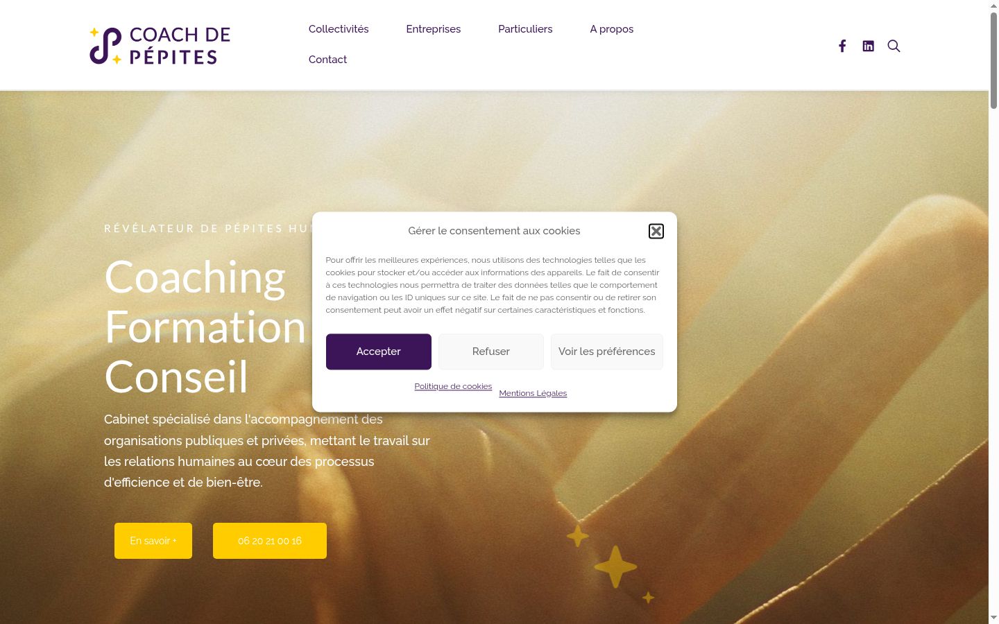 Captura de pantalla del banner de consentimiento mostrado antes de cualquier interacción