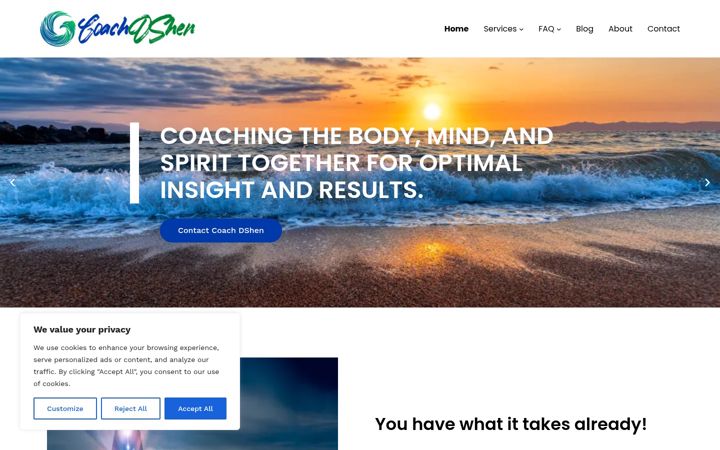 Screenshot of coachdshen.com