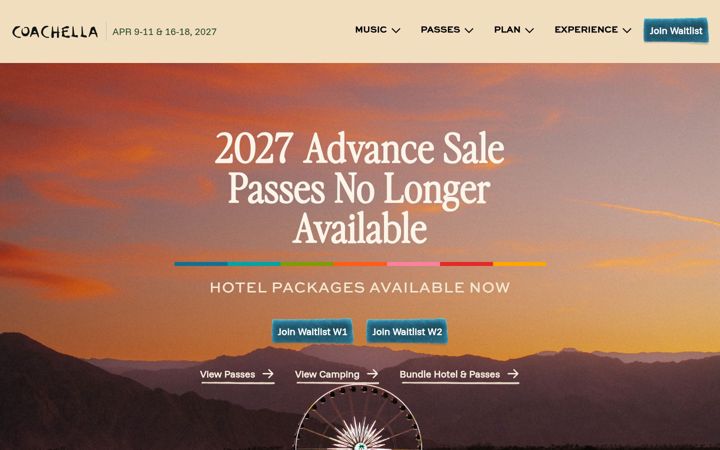 Skjermbilde av coachella.com