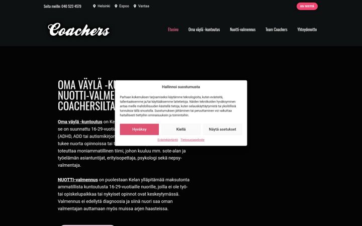 Snímek obrazovky coachers.fi