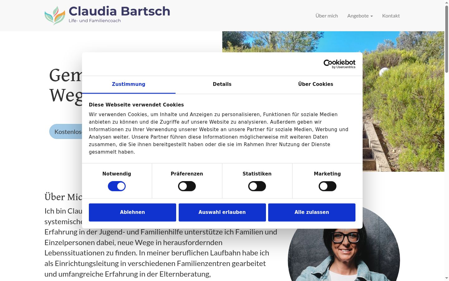 Screenshot des Einwilligungsbanners vor jeglicher Interaktion
