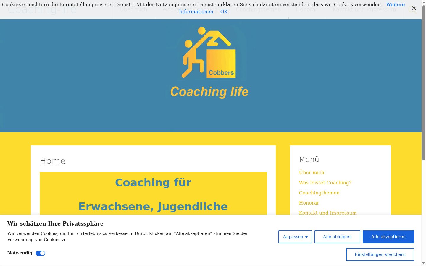 Screenshot del banner di consenso mostrato prima di qualsiasi interazione