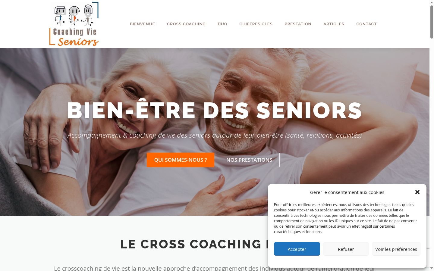 Capture d'écran de la bannière de consentement affichée avant toute interaction