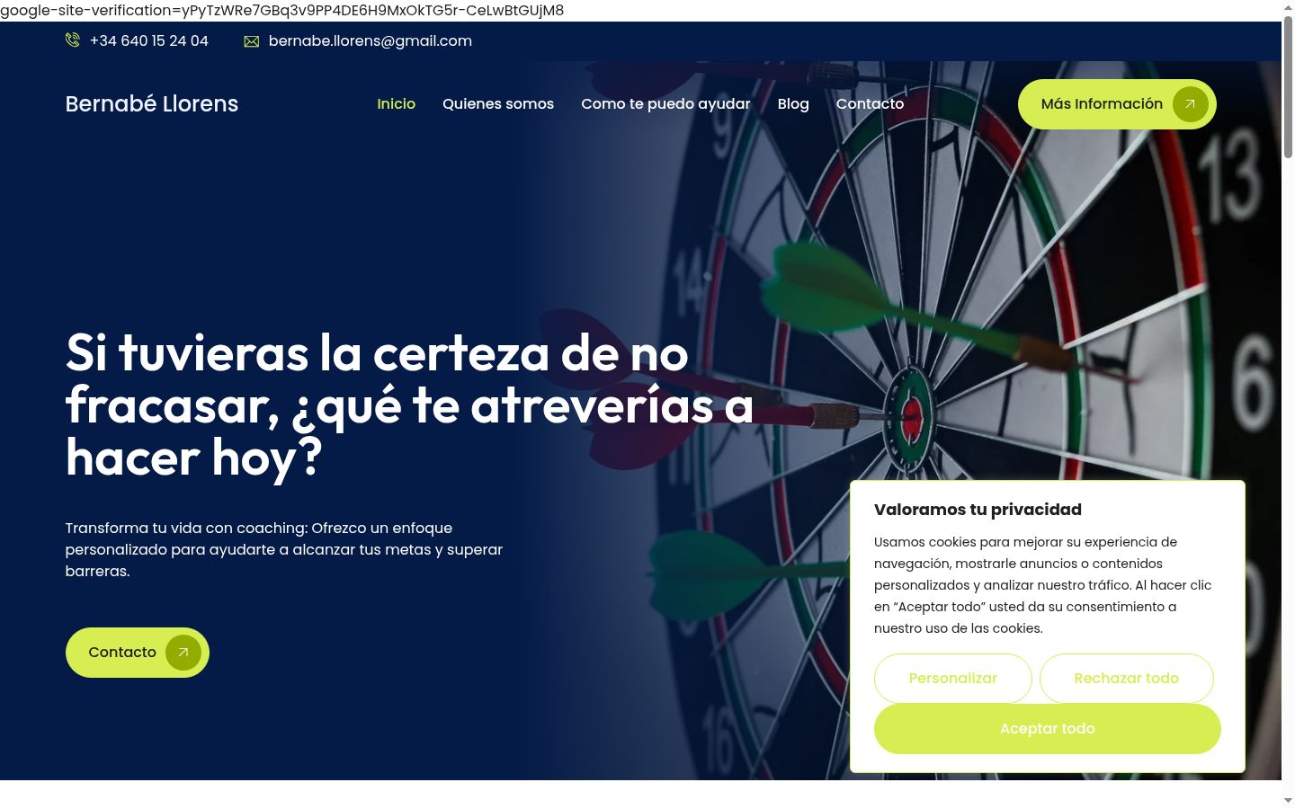 Captura de ecrã do banner de consentimento apresentado antes de qualquer interação