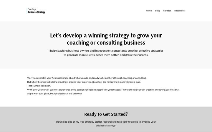 Screenshot of coachingbusinessstrategy.com