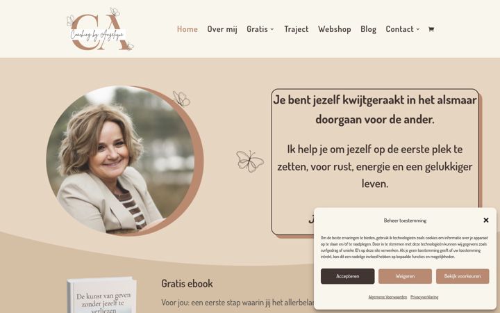 Screenshot van coachingbyangelique.nl