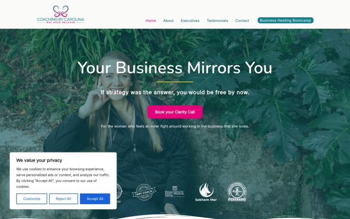 Screenshot of coachingbycarolina.com