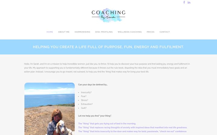 Screenshot of coachingbysarah.co.uk