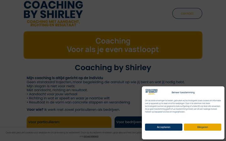 Screenshot van coachingbyshirley.nl