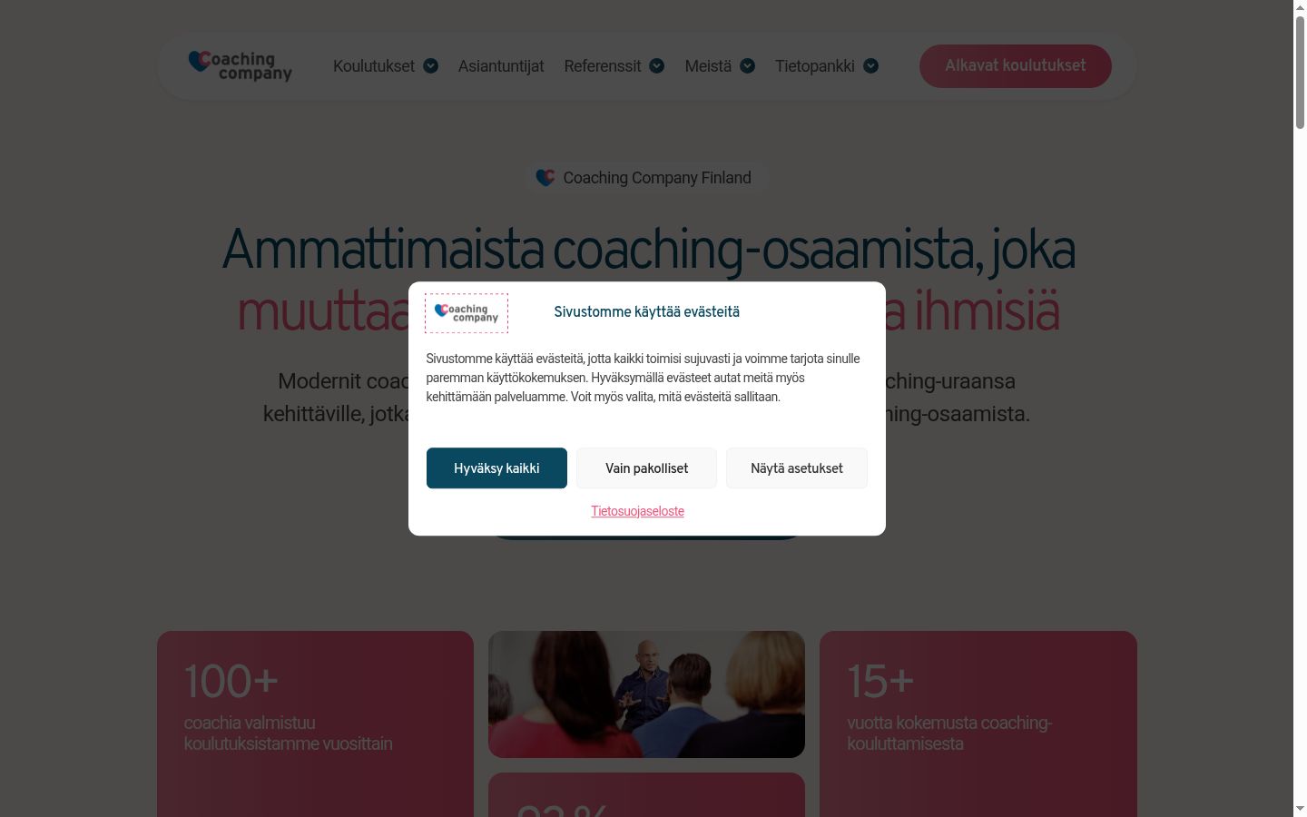 Sutikimo reklamjuostės, rodytos prieš bet kokią sąveiką, ekrano kopija