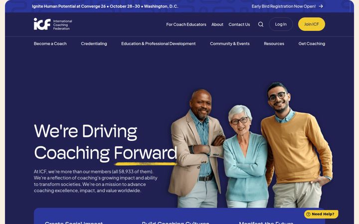 Skärmbild av coachingfederation.org