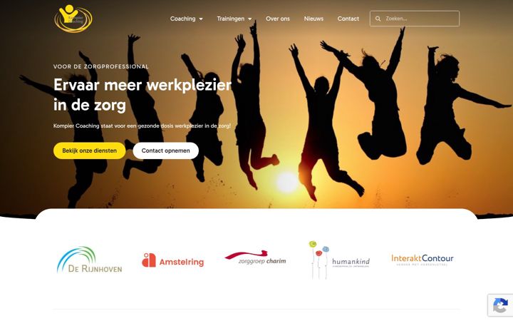 Screenshot van coachingindezorg.nl