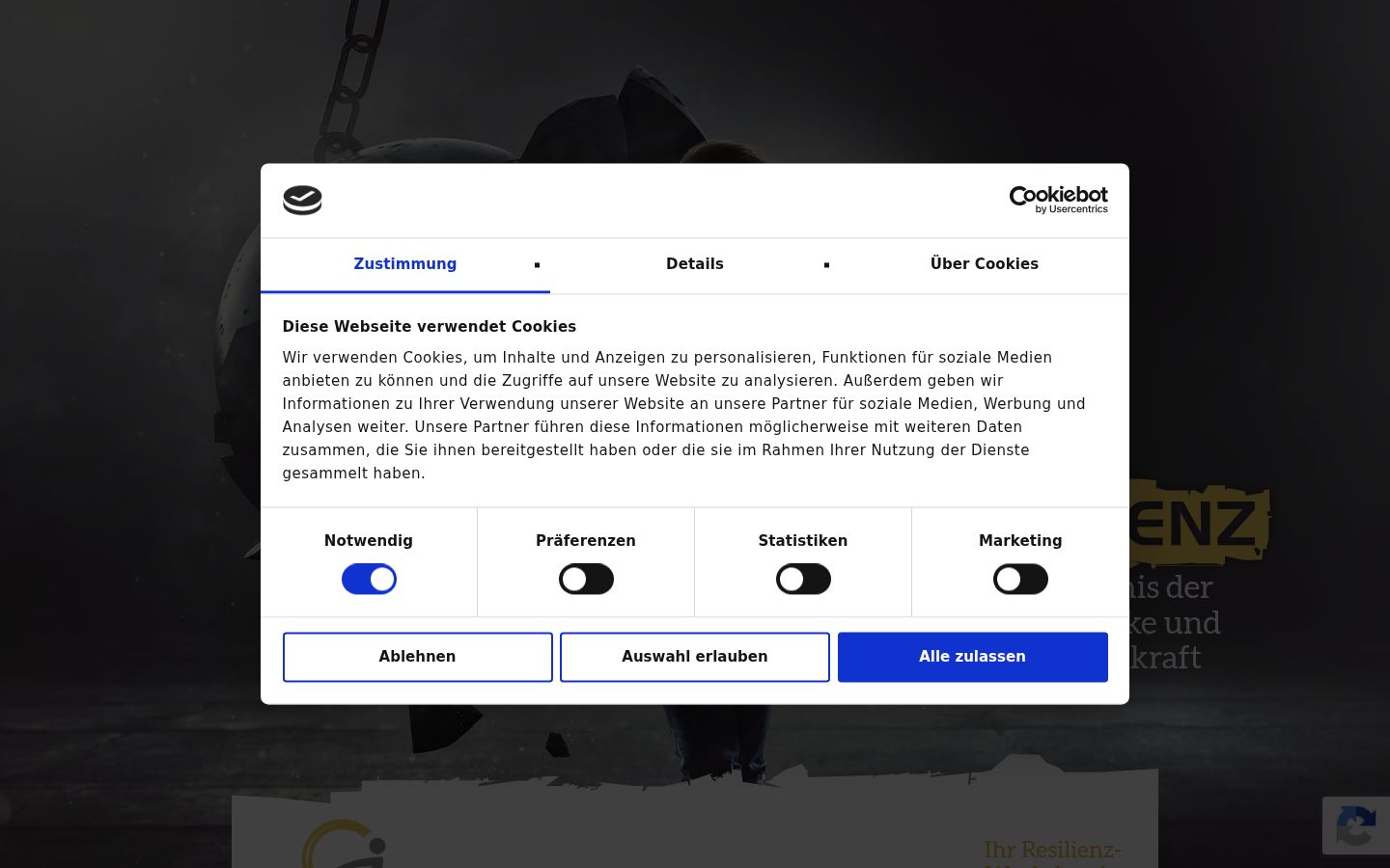 Screenshot of the consent banner shown before any interaction