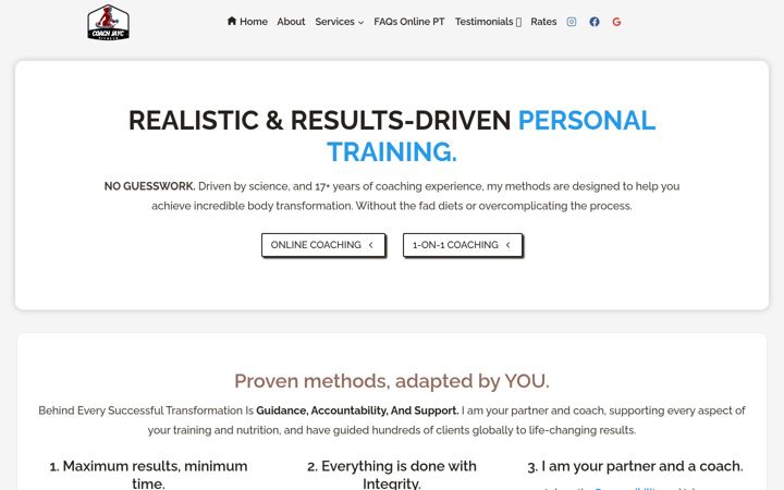 Screenshot of coachjaycfitness.com