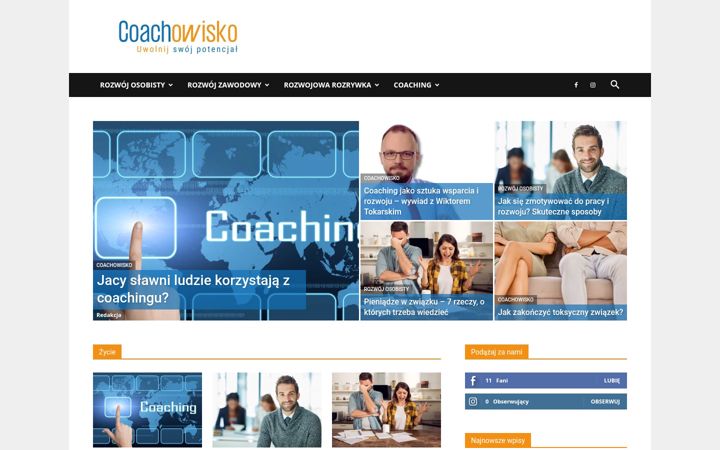 Snímek obrazovky coachowisko.pl