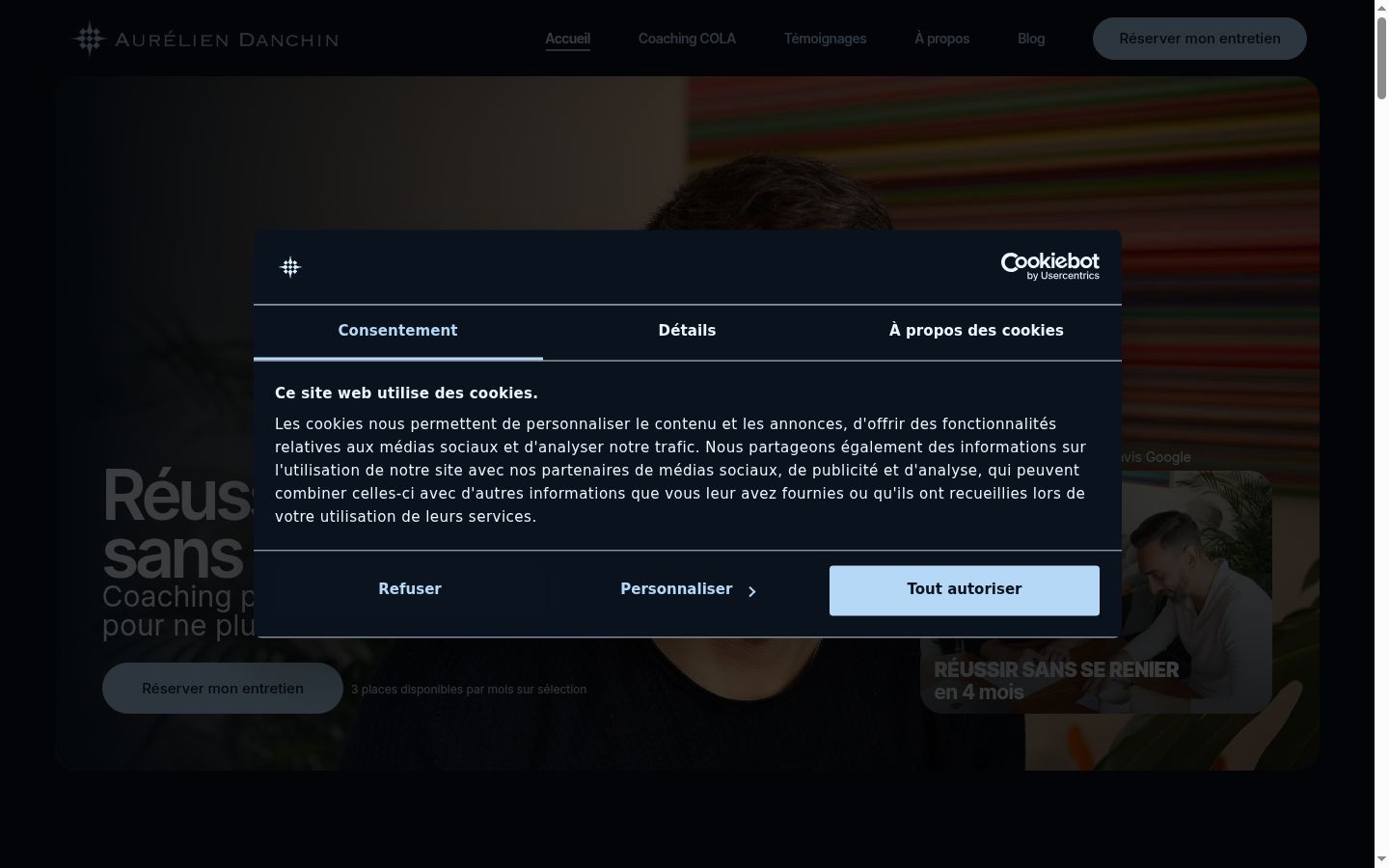 Screenshot del banner di consenso mostrato prima di qualsiasi interazione