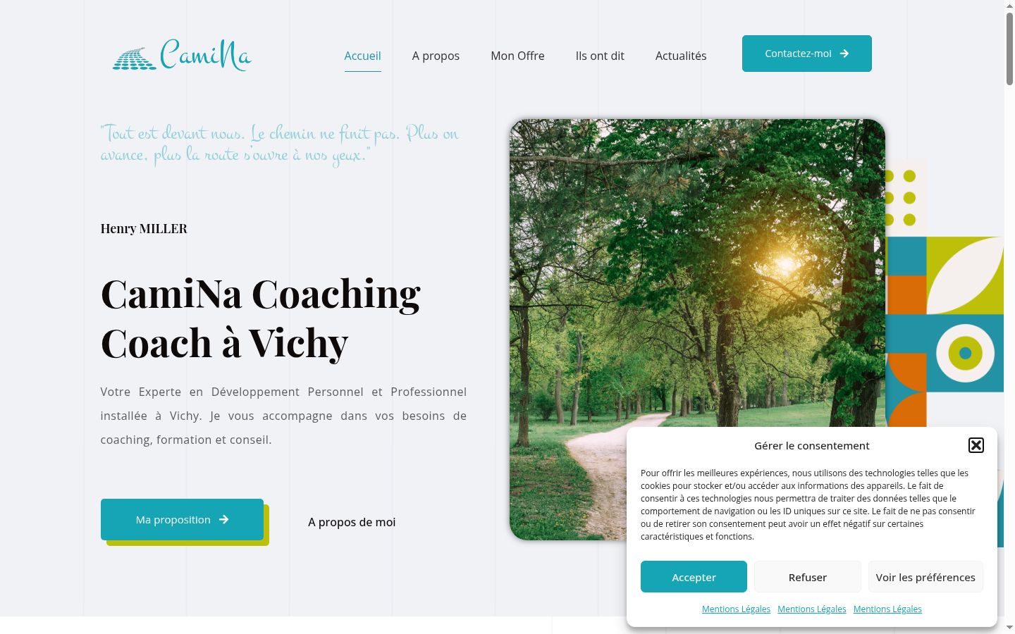 Capture d'écran de la bannière de consentement affichée avant toute interaction