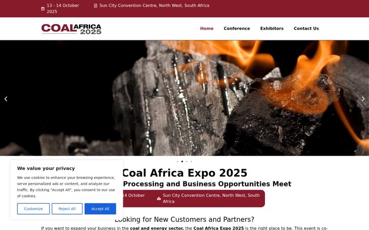 Екранна снимка на coalafricaexpo.co.za