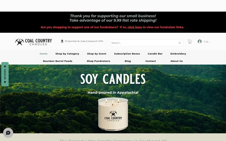 Screenshot of coalcountrycandles.com