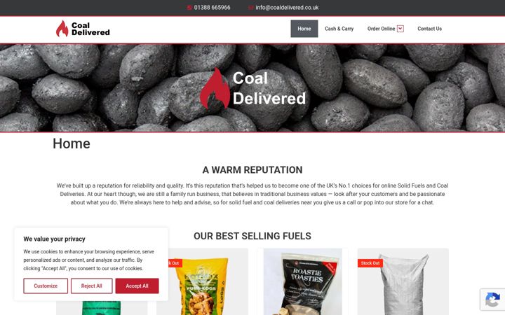 Screenshot of coaldelivered.co.uk