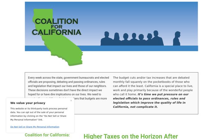 Screenshot του coalitionforcalifornia.org