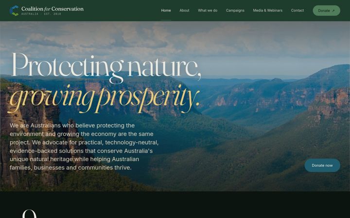 Screenshot of coalitionforconservation.com.au
