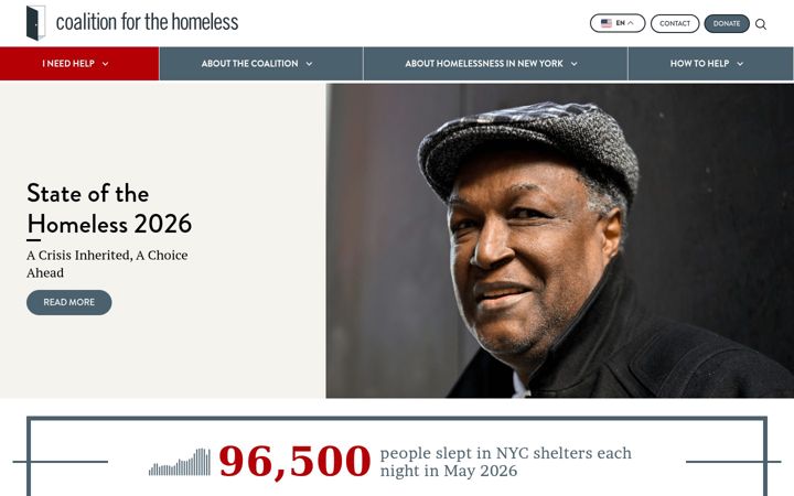 Screenshot of coalitionforthehomeless.org