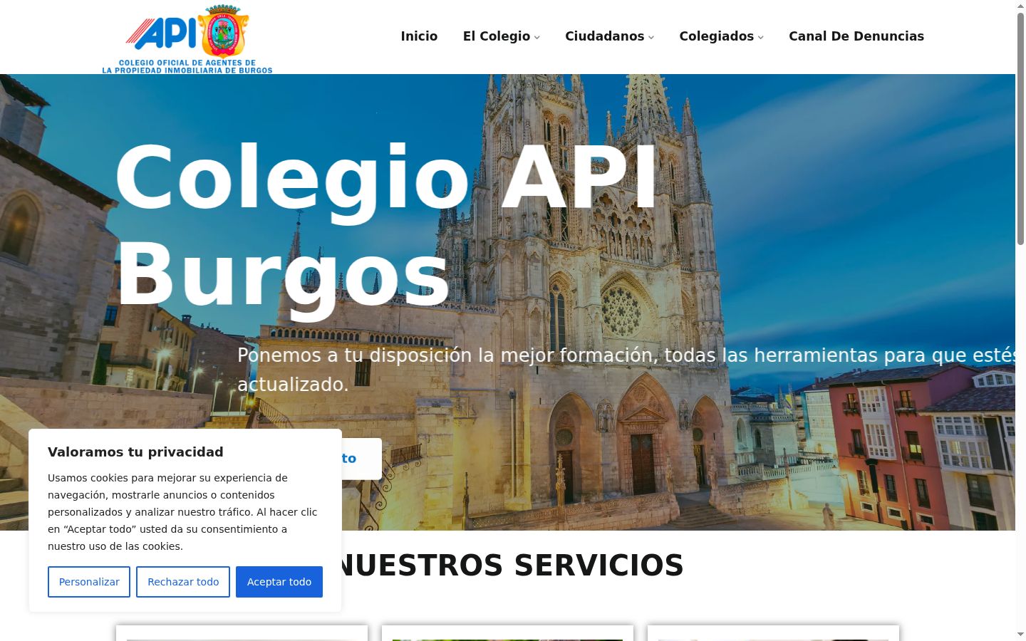Captura de ecrã do banner de consentimento apresentado antes de qualquer interação