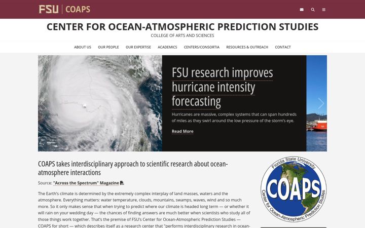 Screenshot von coaps.fsu.edu