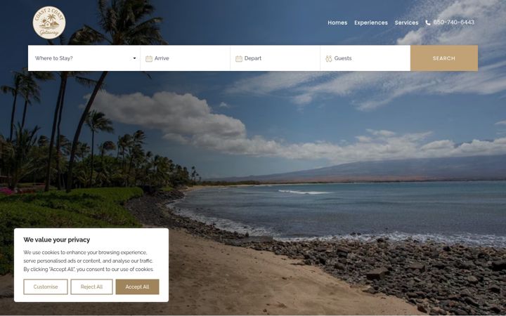 Screenshot of coast2coastgetaway.com