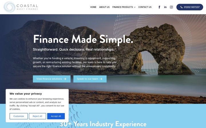 Screenshot of coastalassetfinance.co.uk