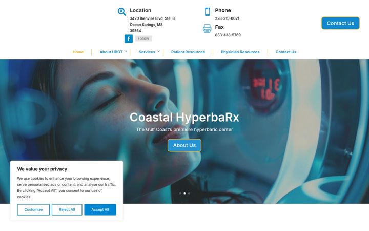 Screenshot of coastalhyperbarx.com