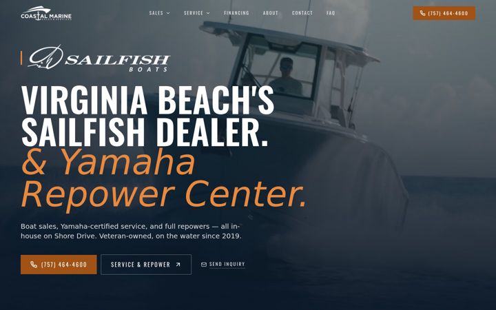 Screenshot of coastalmarinevb.com
