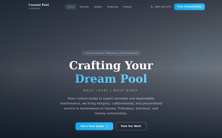 Screenshot of coastalpoolcompany.com
