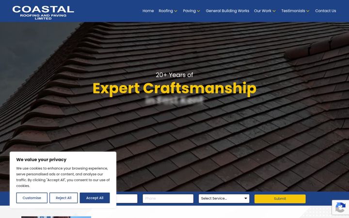 Screenshot of coastalroofingandpaving.co.uk