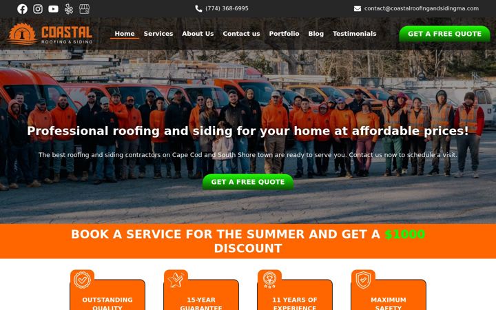 Screenshot of coastalroofingandsidingma.com