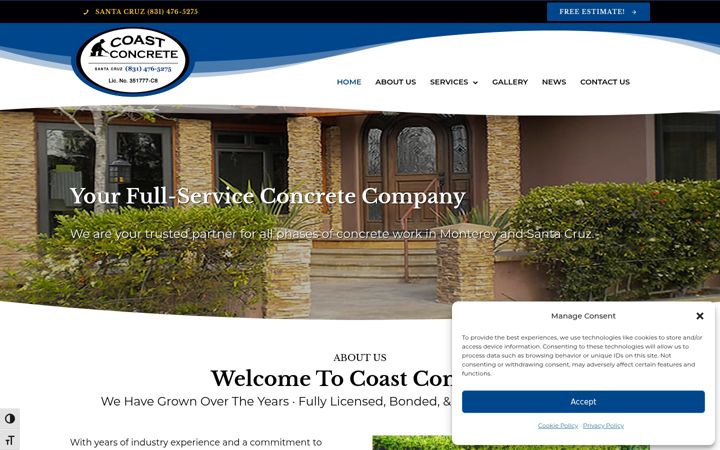 Screenshot of coastconcrete.com