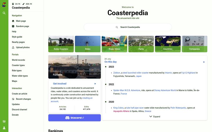 Ekrano kopija coasterpedia.net