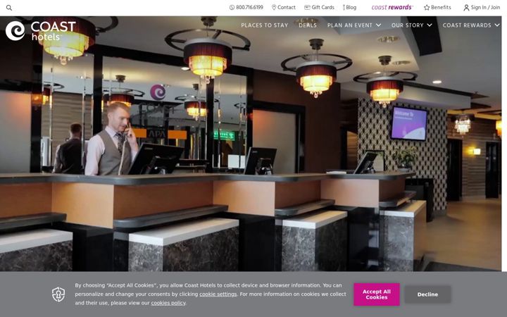Screenshot of coasthotels.com