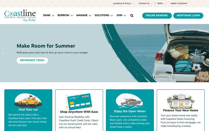 Screenshot of coastlinefcu.org