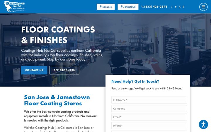 Screenshot of coatingshubnorcal.com