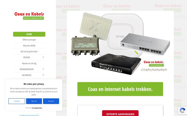 Screenshot of coaxenkabels.nl
