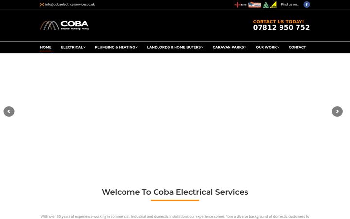 Screenshot of cobaelectricalservices.co.uk