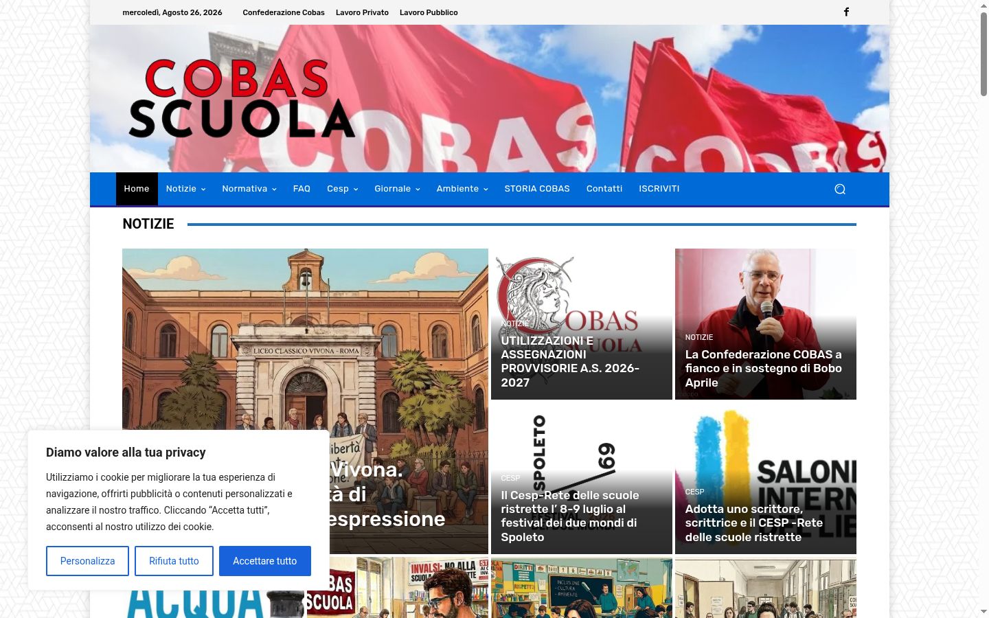 Screenshot des Einwilligungsbanners vor jeglicher Interaktion