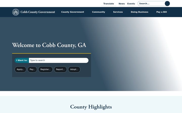 Screenshot of cobbcounty.org